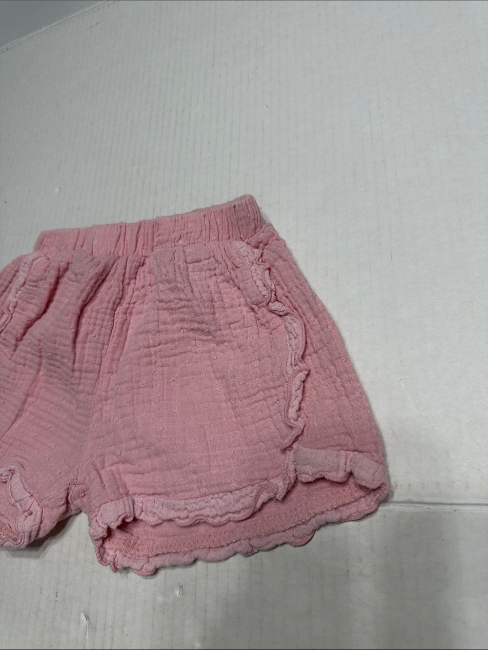 High-Waist Pink Gauze Ruffle Summer Shorts - Picture 5 of 11